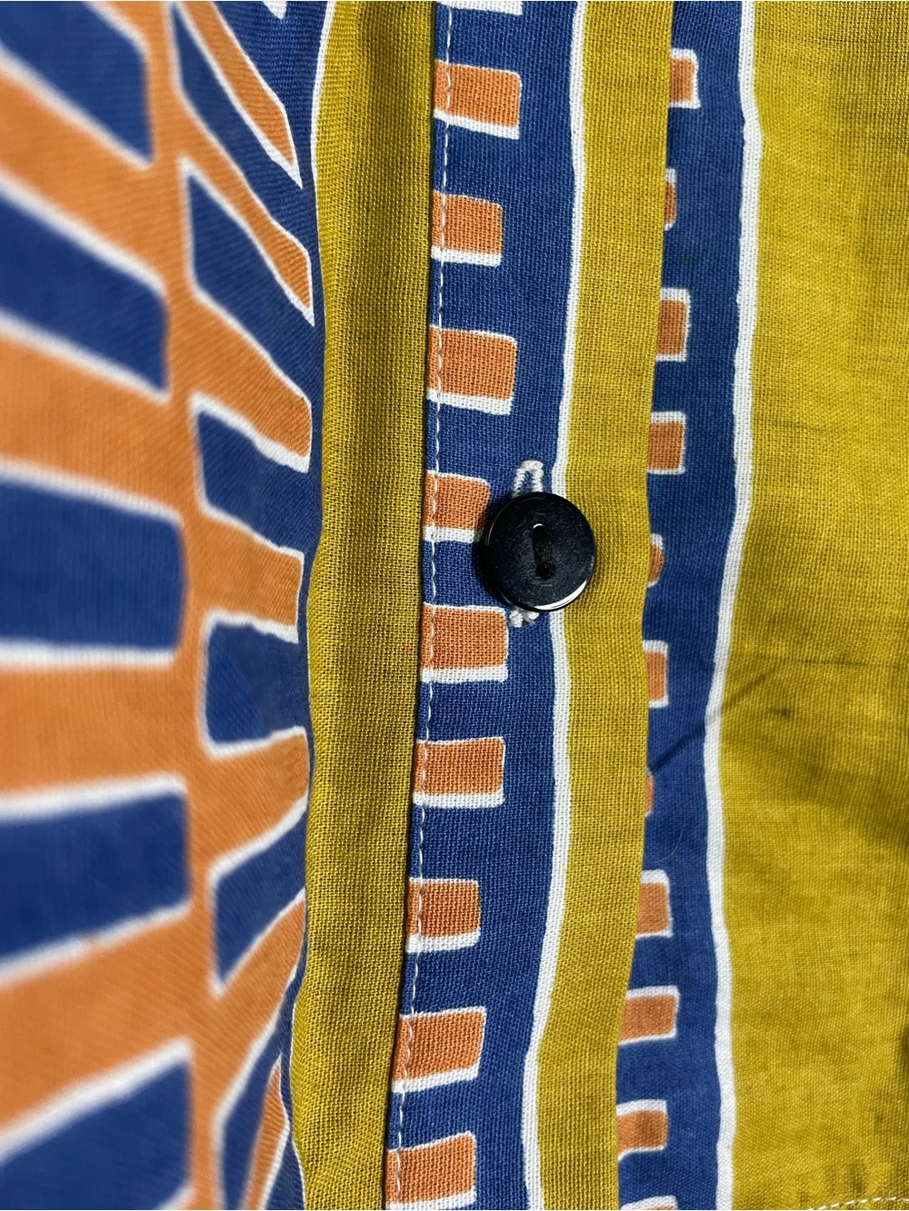 Zuri Kenya Zip Zap Zop Tank Top Yellow Orange Blue XL Cotton Button Reversible - Picture 7 of 11